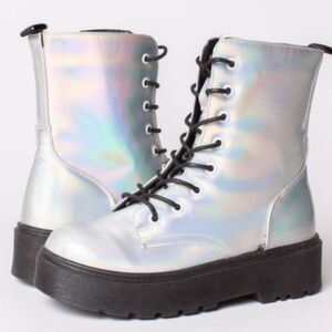 Yoki Iridescent Combat Boots